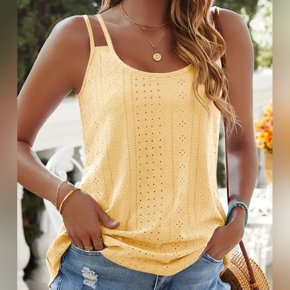 NEW Double Eyelet Spaghetti Strap Tank Top